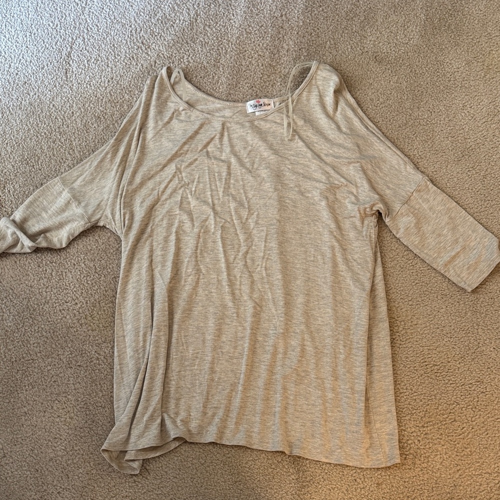 Casual Beige 3/4 Sleeve Top